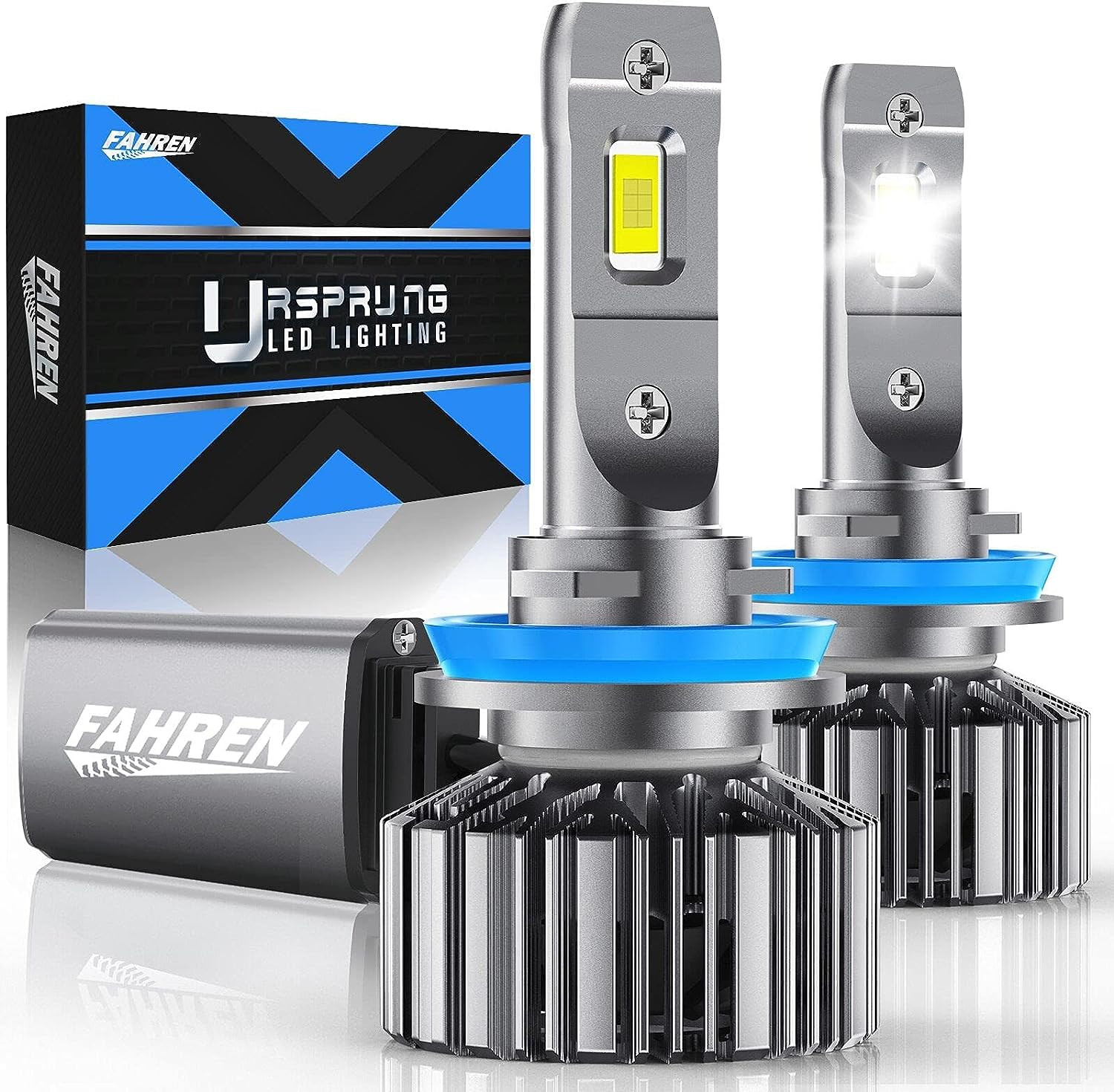 Fahren LED Headlight Bulbs, 60W 10000 Lumens Super Bright LED Headlights Conversion Kit 6500K Cool White IP68 Waterproof