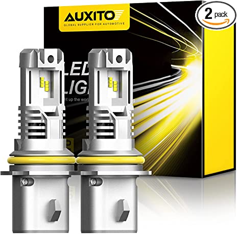Auxito 9007 LED Headlight Bulbs, 12000LM Per Set 6500K Xenon White Wireless HB5 High Low Beam