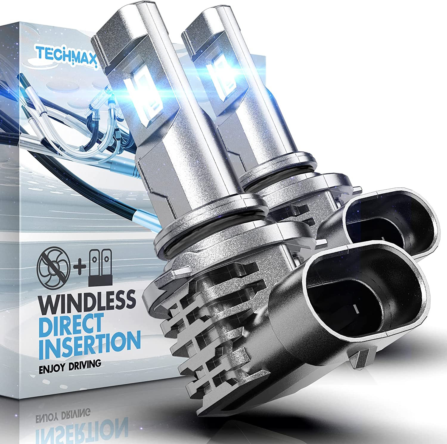 TECHMAX 9006 LED Headlight Bulbs With Direct Insertion