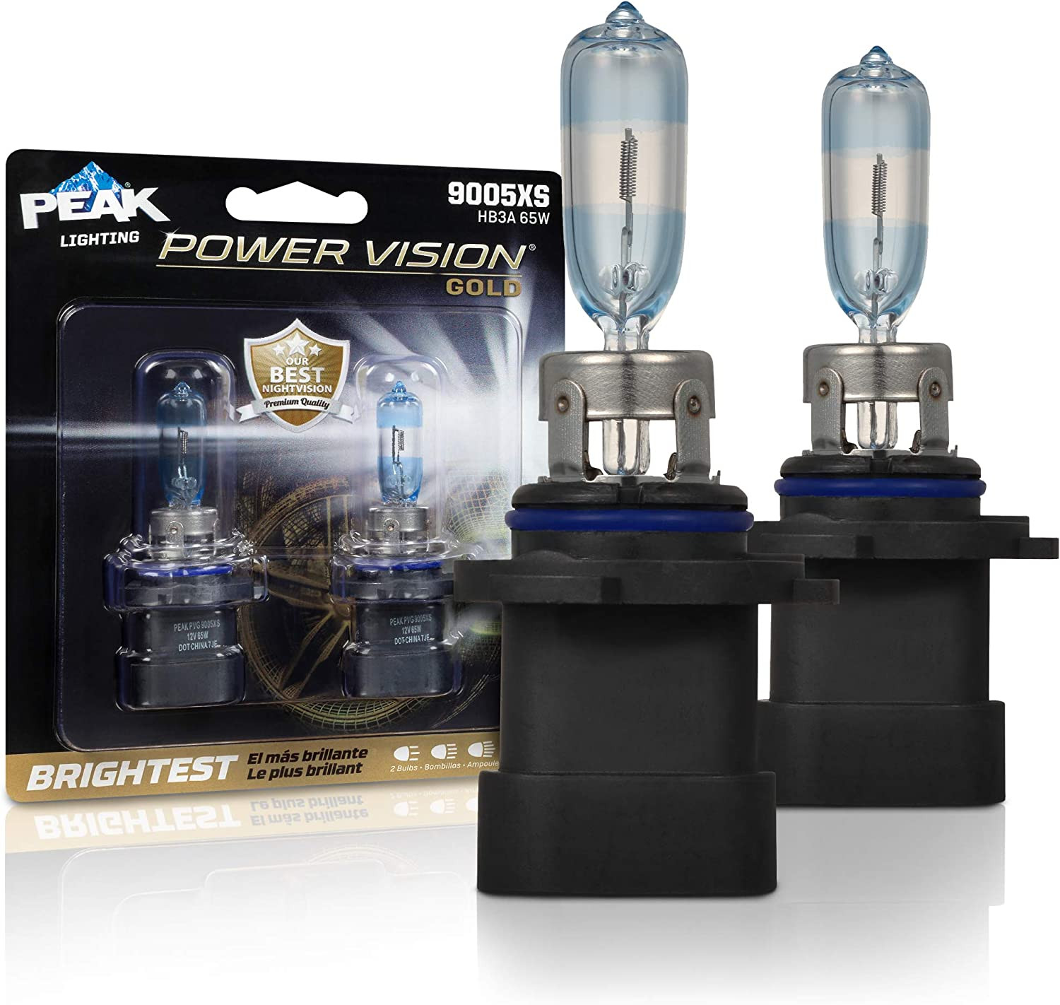 PEAK Power Vision Gold Automotive High Performance 9005XS/HB3A Bulbs