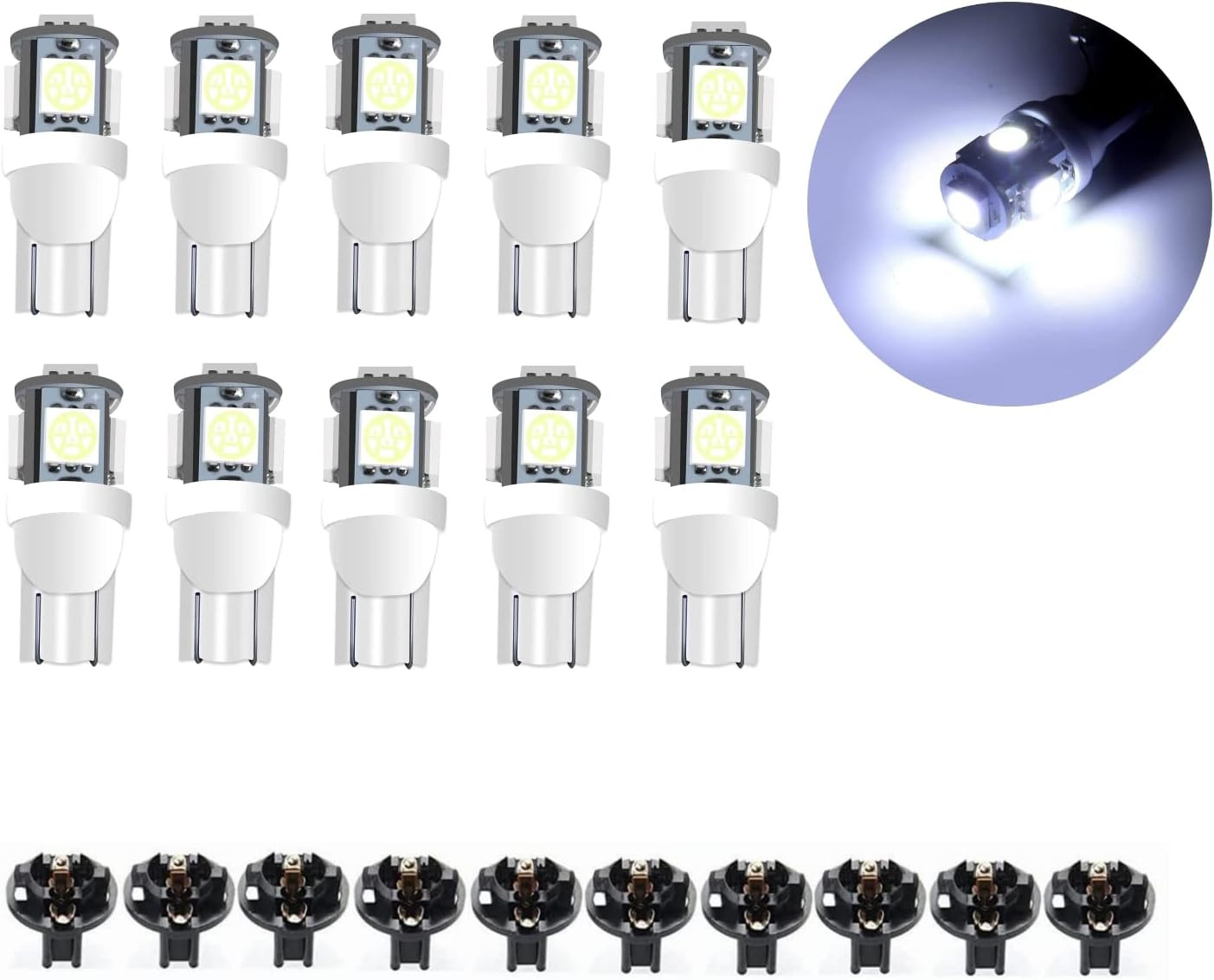 DSSOOY pc194 White LED Mini Bulbs (10 Pack)