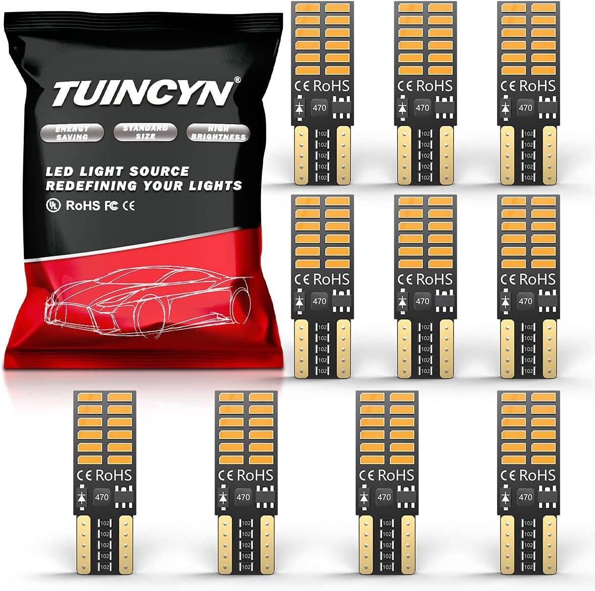 TUINCYN T10 LED Light Bulb 192 Amber