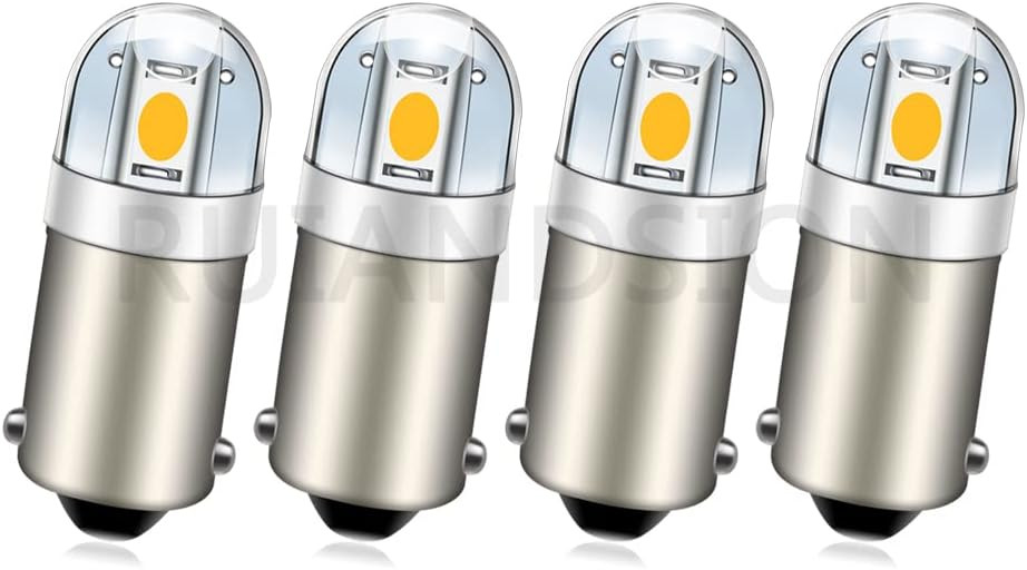 Ruiandsion 4 Lampadine LED BA9S 6V 5050 5SMD - Giallo/Ambra Per Luci Targa E Luci Auto