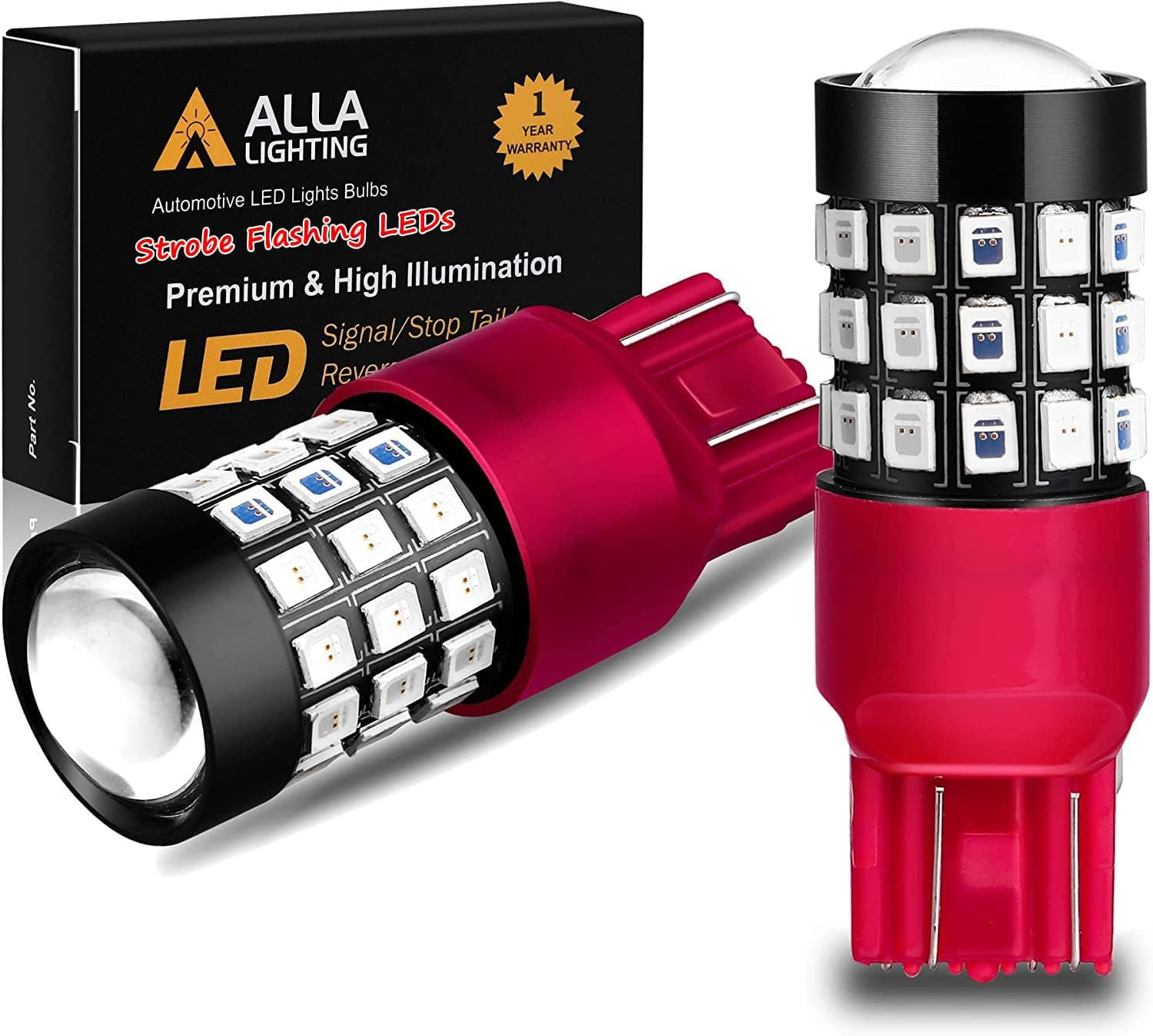 Alla Lighting 7443R Red Flashing Light Bulb