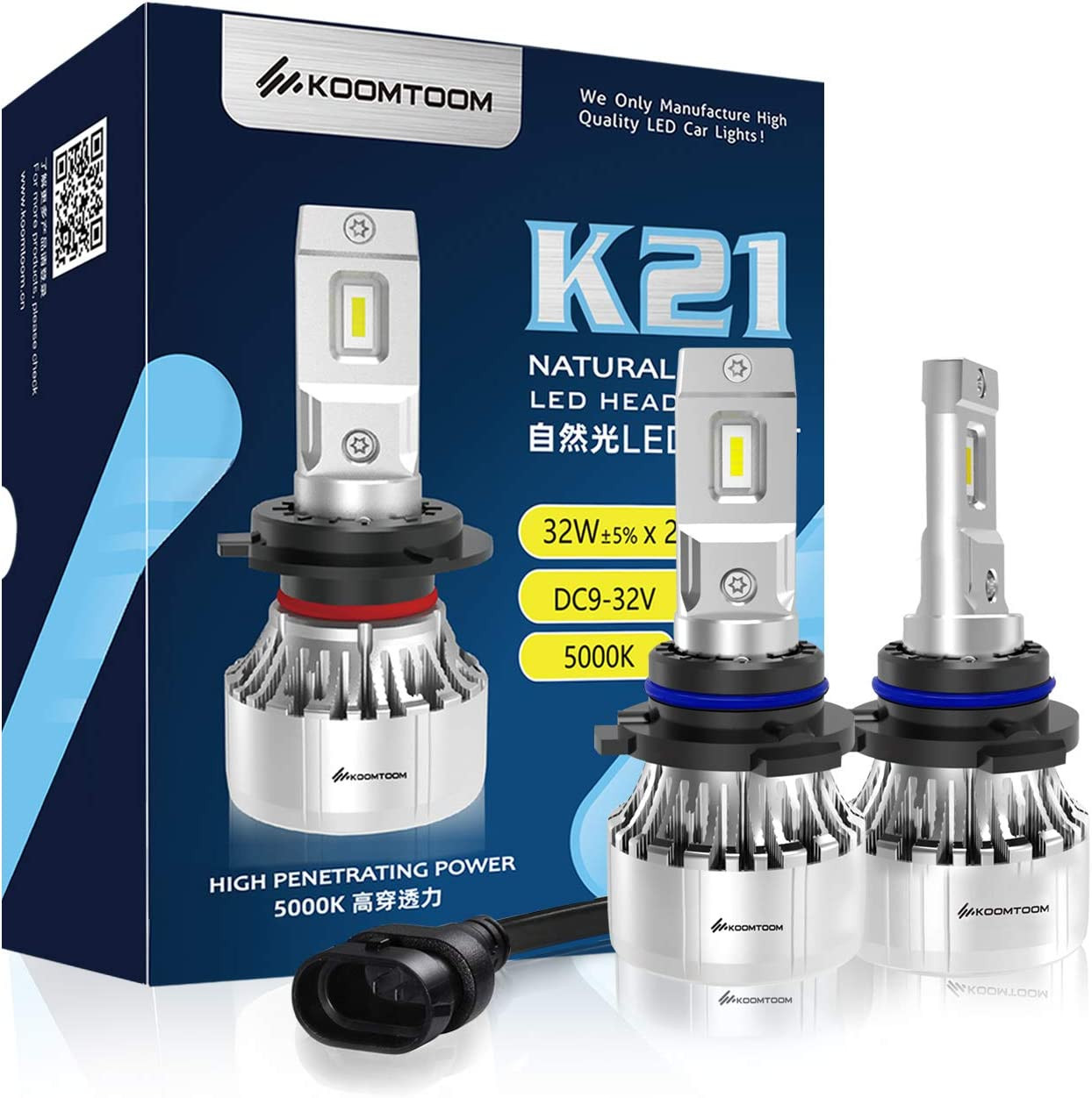 KOOMTOOM 9012 Hir2 Led Headlight Bulbs