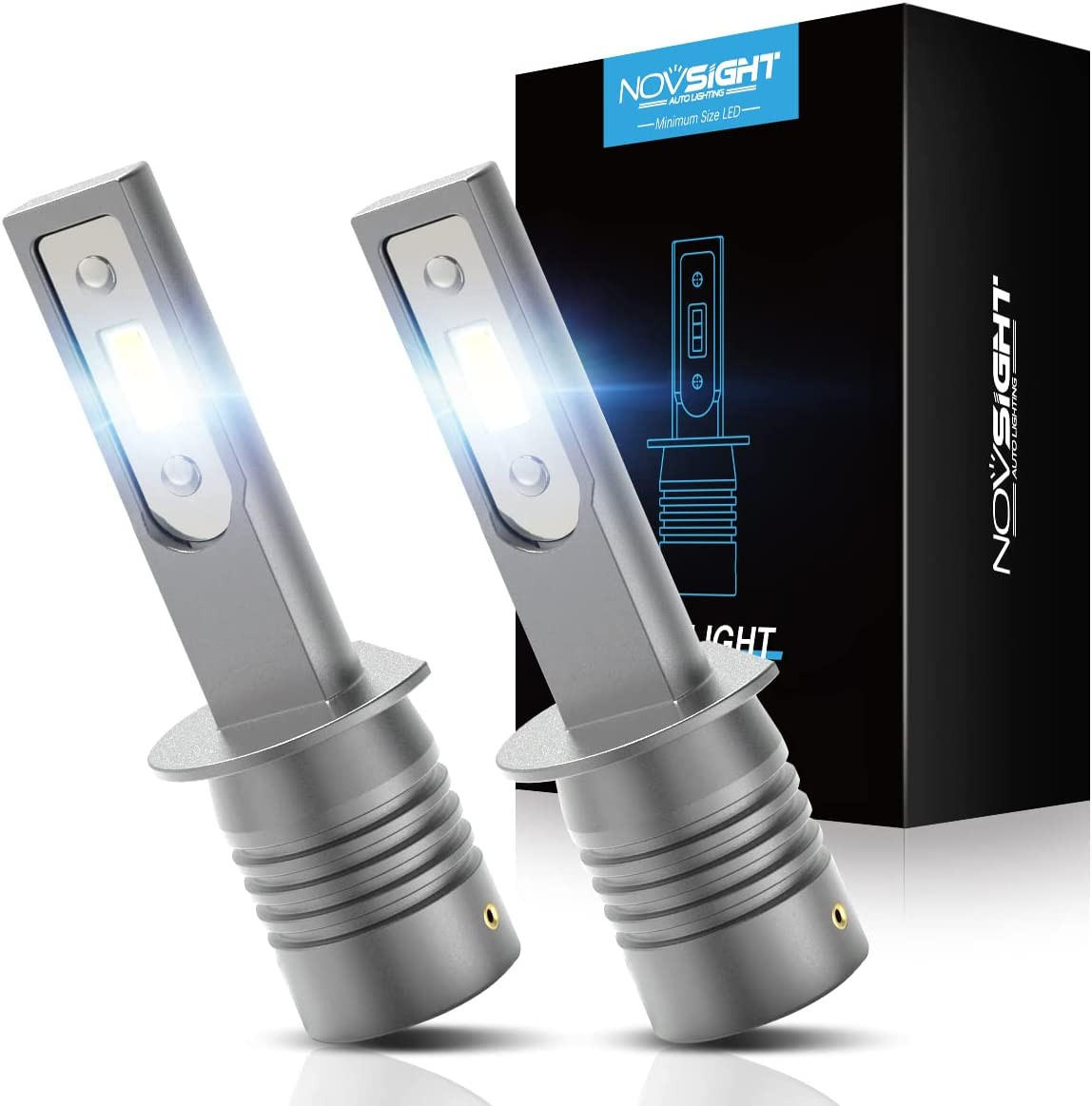 NOVSIGHT Mini H1 LED Fog Light Bulbs, 6500K Cool White